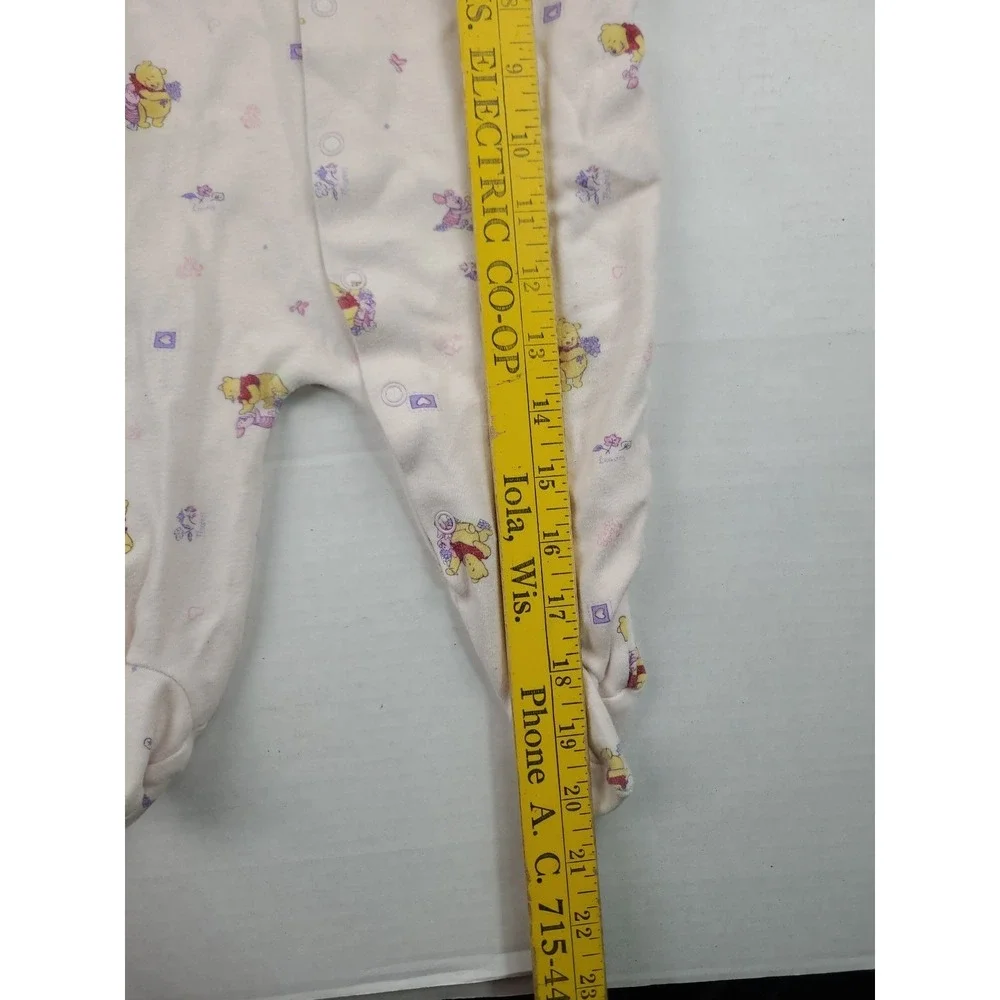 Vintage Baby Disney Winnie The Pooh One Piece Size 6-9 Months Pajama Pink Flower